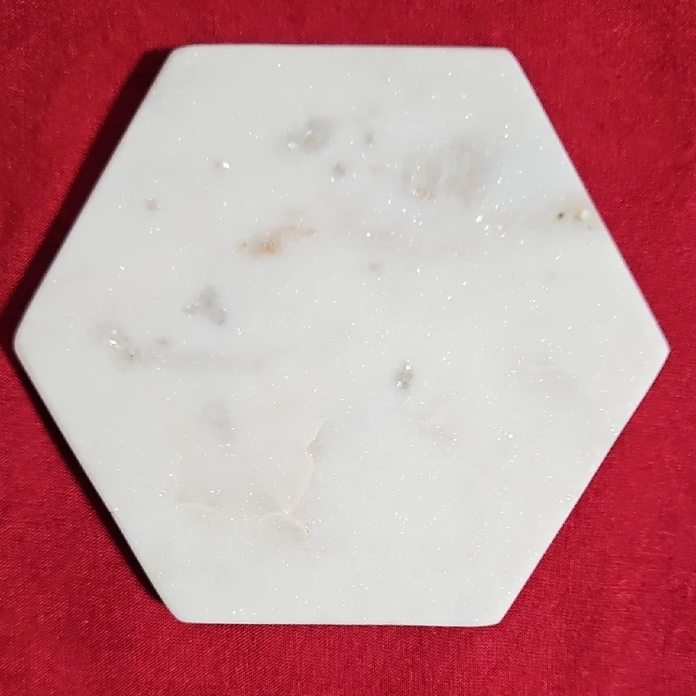 Hexagon White Marble Coasters - Set of 4